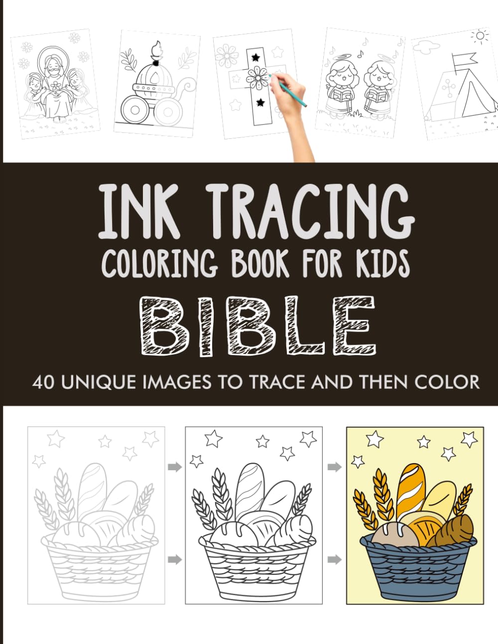 Bible Ink Tracing Coloring Book for Kids: Trace and Color Activity Book for Kids