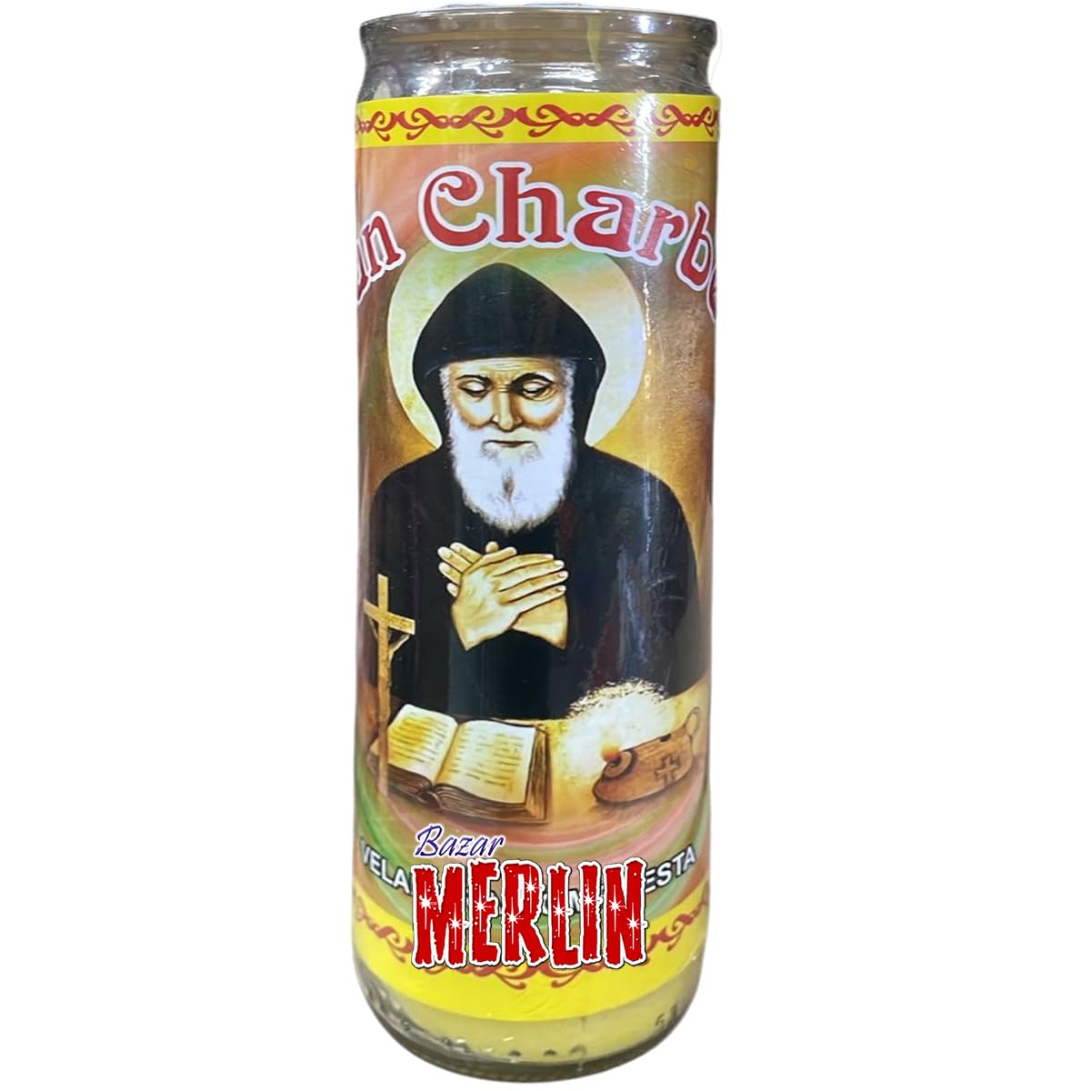 Veladora San Charbel Scented Candle for Prosperity