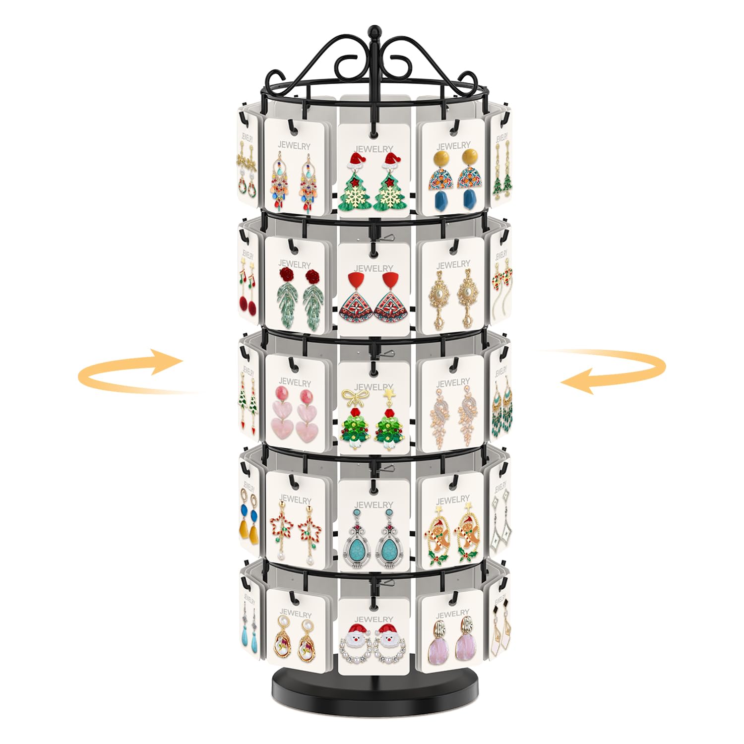 Photo 1 of ***CHECK PHOTOS****. EsLuker.ly Earring Holder Organizer Rotating Display Tree Stand, Adjustable Height Earring Card Hanger Rack with 50 Hooks for Vendors Market Selling, 5 Tier Metal Jewelry Storage Tower, Black
