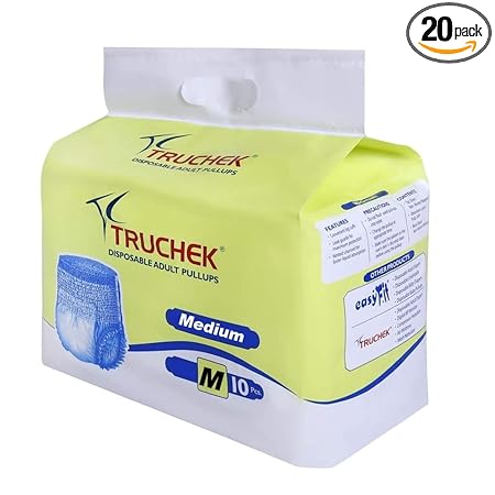 Truchek Disposable Adult Pullup Diapers (2000 ML Liquid Absorption, Slim Fit, Anti Bacterial, Soft & Comfy, Convenient Leg Cuffs, Leak Guard, Netted Channel for Faster Liquid Absorption) (Size: Medium - 24