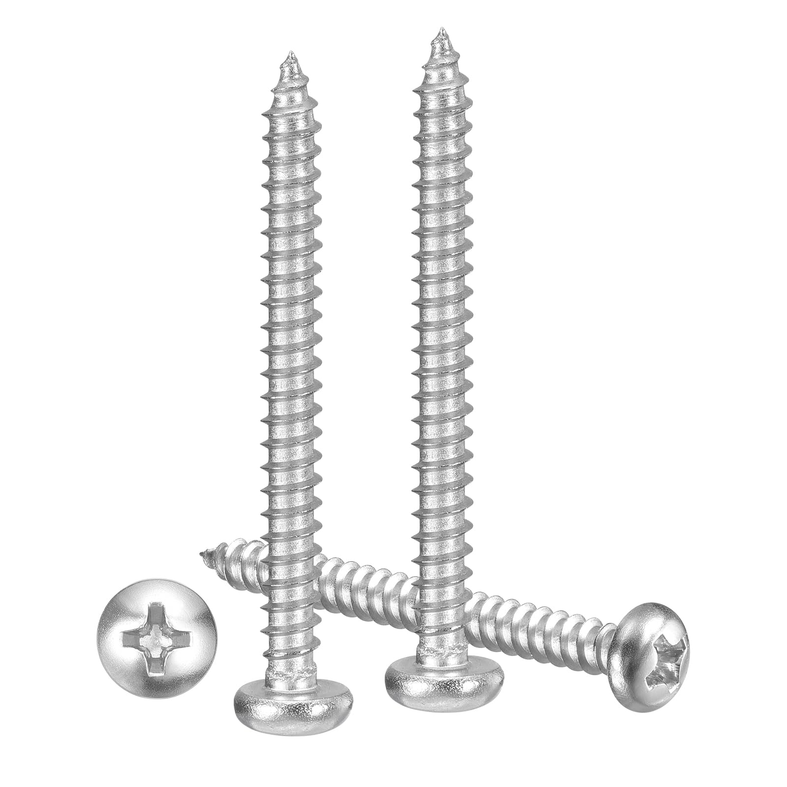 METALLIXITY Phillips Pan Head Self Tapping Screws(M3x35) 50Pcs, 304 Stainless Steel Self Drilling Screw for Metal Wood Plastic, for Cabinet Wall Shutter Plate Rock Furniture, Silver Tone โ image 1