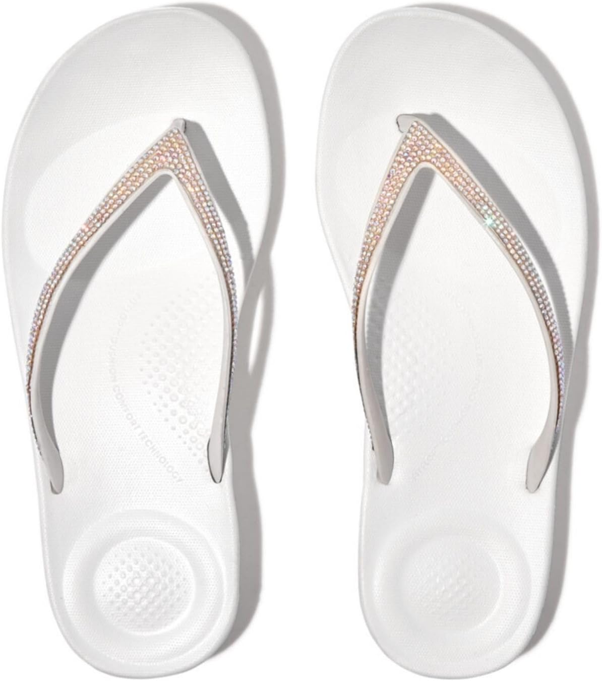 FitFlop Womens iQushion Sparkle Ergonomic Flip Flops for Walking, Lightweight Waterproof Cushioned Thong Sandals for Women with Non Slip Bottom and Arch Support