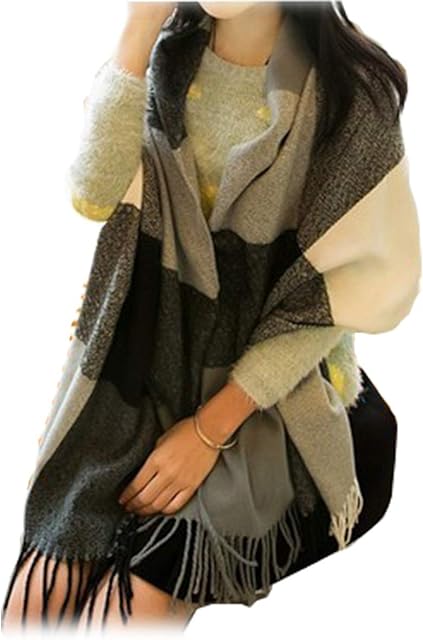 YULOONG Womens Scarf Fashion Long Shawl Big Grid Winter Warm Lattice Large Cashmere Scarf