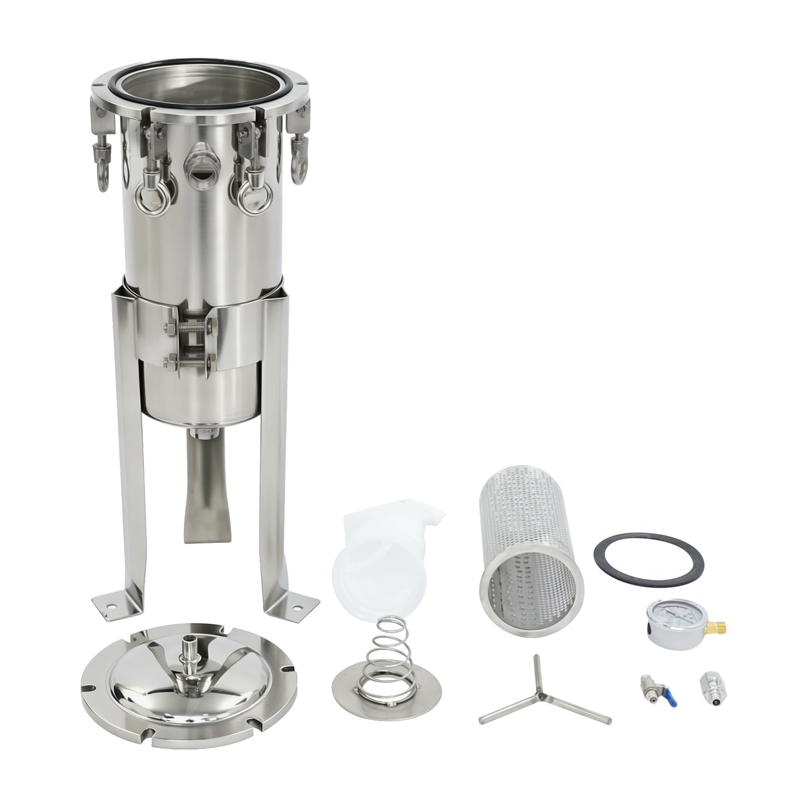 304-Edelstahl Mit Manometer und Entlüftungsventil Großer Durchflussmenge Umkehrosmoseanlage Osmoseanlage Water Filter Teesieb Teaballs Teeei Teefilter mit 5 µm Filterbeutel Waterdrop Drops Würfe