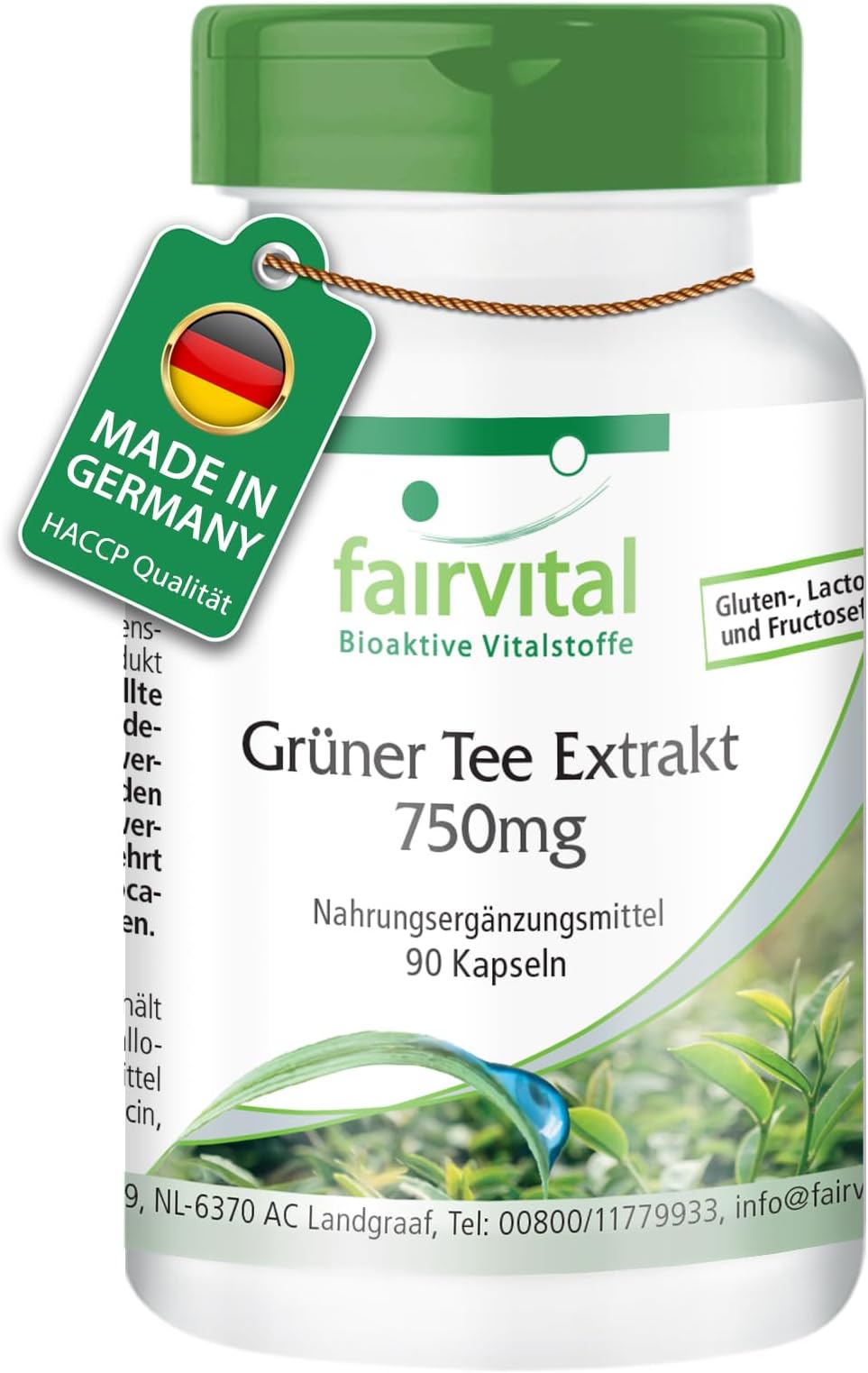 Fairvital | Green Tea Extract - 90 Capsules - 1500mg Green Tea Extract per Daily dose - 50% Polyphenols, 30% Catechins, 15% EGCG, 7% Caffeine - Highly DOSERED - Vegan - Camellia Sinensis
