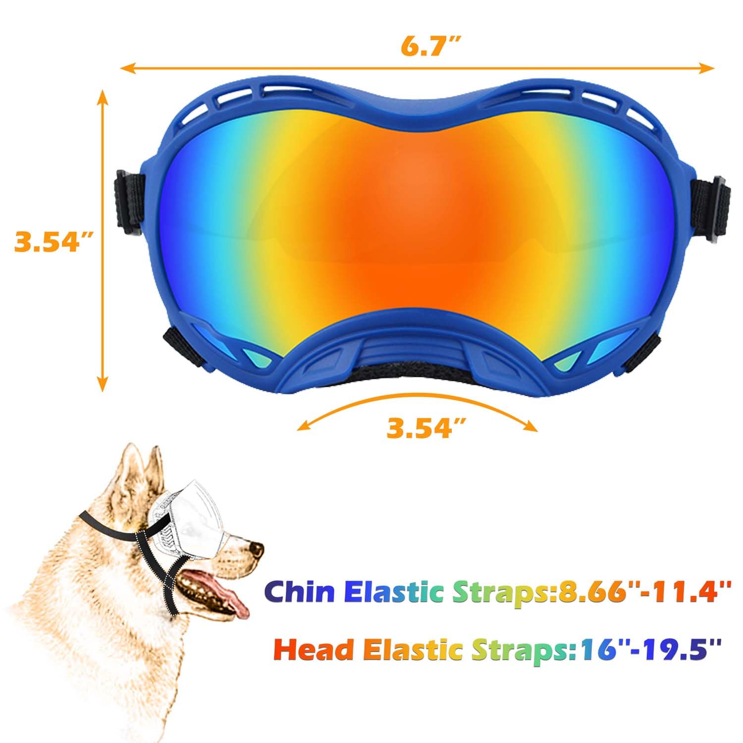 Dog Sunglasses,Doggles Anti-UV Protection,Pet Sunglasses with Adjustable Strap,Suitable for Motorcycle Car Driving Bike Riding Hiking Swimming Wind Dust Fog Dog Eye Protection - Image 3