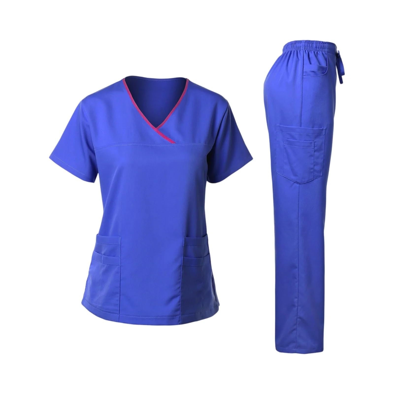 Damen-Krankenschwester-Peeling-Set, V-Ausschnitt, Kurze Ärmel, Lange Hosen, medizinische, gemütliche, professionelle Arbeitskleidung FüR Beauty Salon Klinik Krankenhaus