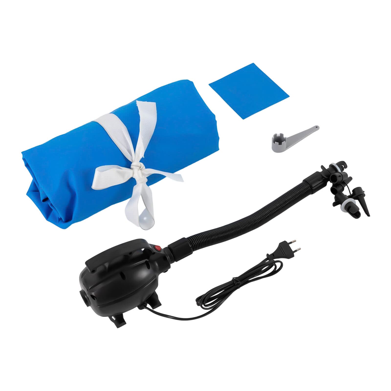 Air Roll Opblaasbare luchtrol, yoga-rol, tumbling, Air Track, 100 x 80 cm, mat, gymnastiekmat met pomp, training, overslagbewegingen, evenwicht, opblaasbaar voor thuis, taekwondo, yoga, blauw