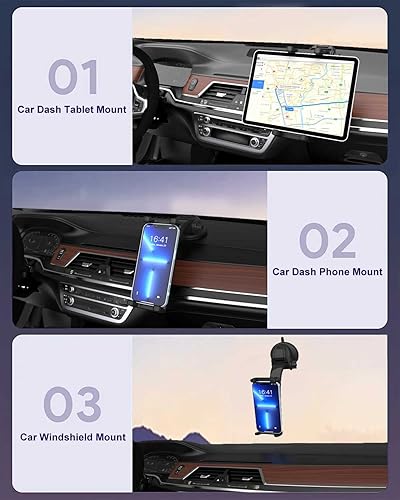 Miniatura 3 de Soporte para tableta, para iPad de 4 a 13 pulgadas, soporte para tablero de camión con fuerte ventosa para iPad Pro 12.9 10.5 9.7, iPad Air Mini,