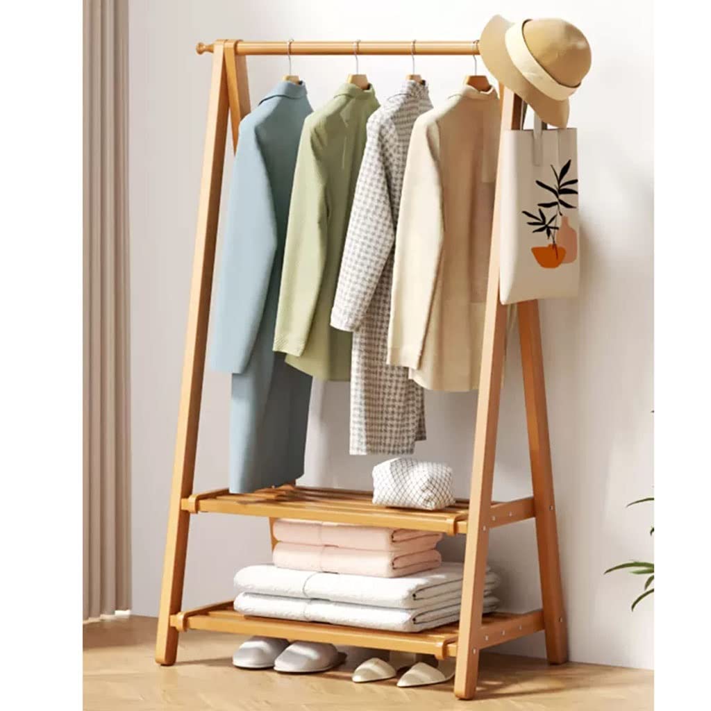 Portant à vêtements en bois pour résoudre le manque de place en entrée et chambre