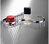 Vista 2 de Shower Caddy Basket,Corner Shower Shelf Soap Holder,Brass Wire Basket for Inside Shower Wall Storage Bathroom Organizer in Polished Chrome cromado