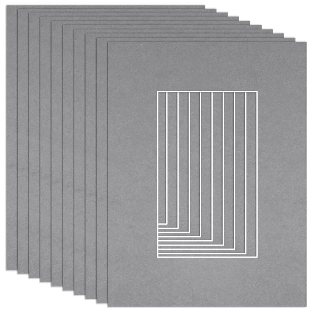 Procut Global 8x6" Mid Grey Picture Mounts to Fit 5x3" Aperture - Precision Cut Cardboard Photo Mount - Ideal for Frames, Prints, Artwork & Certificates - Sizes & Colours Available - 10 Pack — image 1