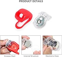 Vista 4 de Juego de 6 luces de bicicleta, luces LED de silicona para bicicleta, luces traseras impermeables para bicicleta de noche, seguridad
