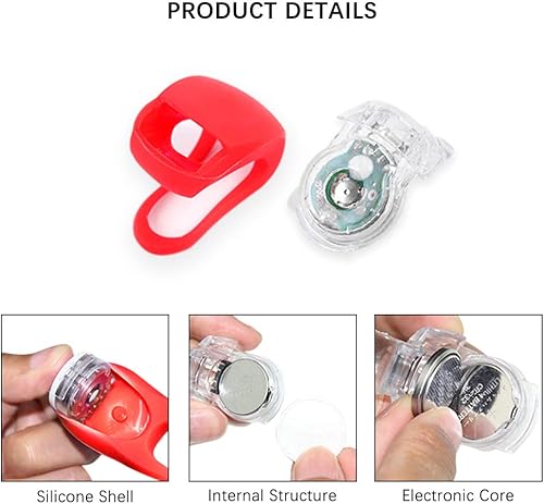 Miniatura 2 de Juego de luces de bicicleta, luz LED de silicona para bicicleta, luces traseras impermeables para bicicleta de noche, seguridad