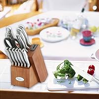 Vista 9 de Marco Almond® Juego de bloque de cuchillos, set de cuchillos KYA26 con bloque, juego de 14 piezas de cuchillos de chef de acero inoxidable