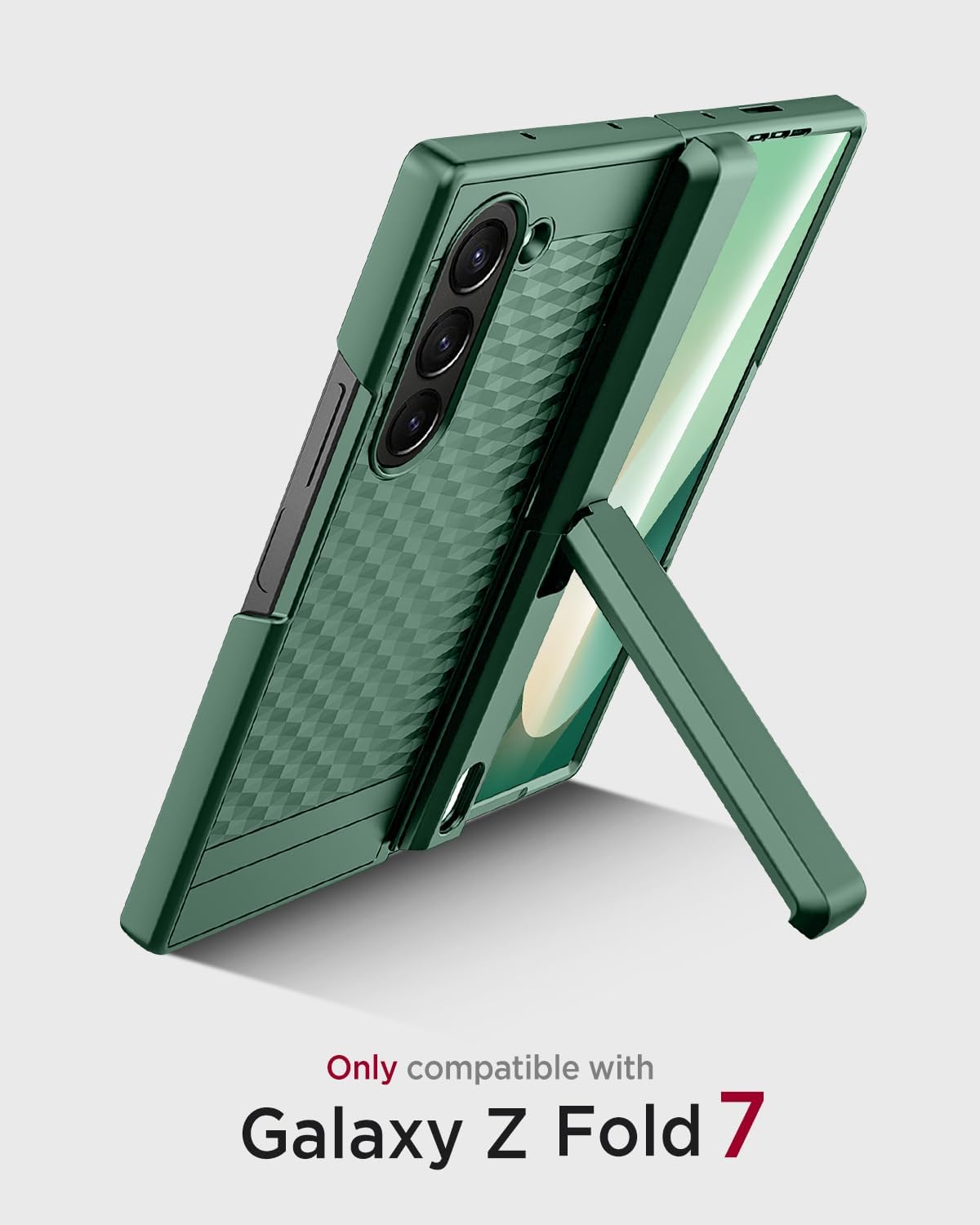 Miimall for Samsung Galaxy Z Fold 7 Case with Screen Protector & Hinge Protection & Kick Stand, Full Body Screen Cover, Ultra-Slim Anti-Drop Shockproof Rugged Phone Case for Galaxy Z Fold 7, Green