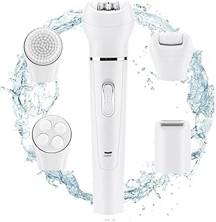 جهاز 5 في 1 لإزالة شعر الوجه وتنظيف الوجه والتدليك للنساء بتصميم مقاوم للماء وشحن 8 ساعات