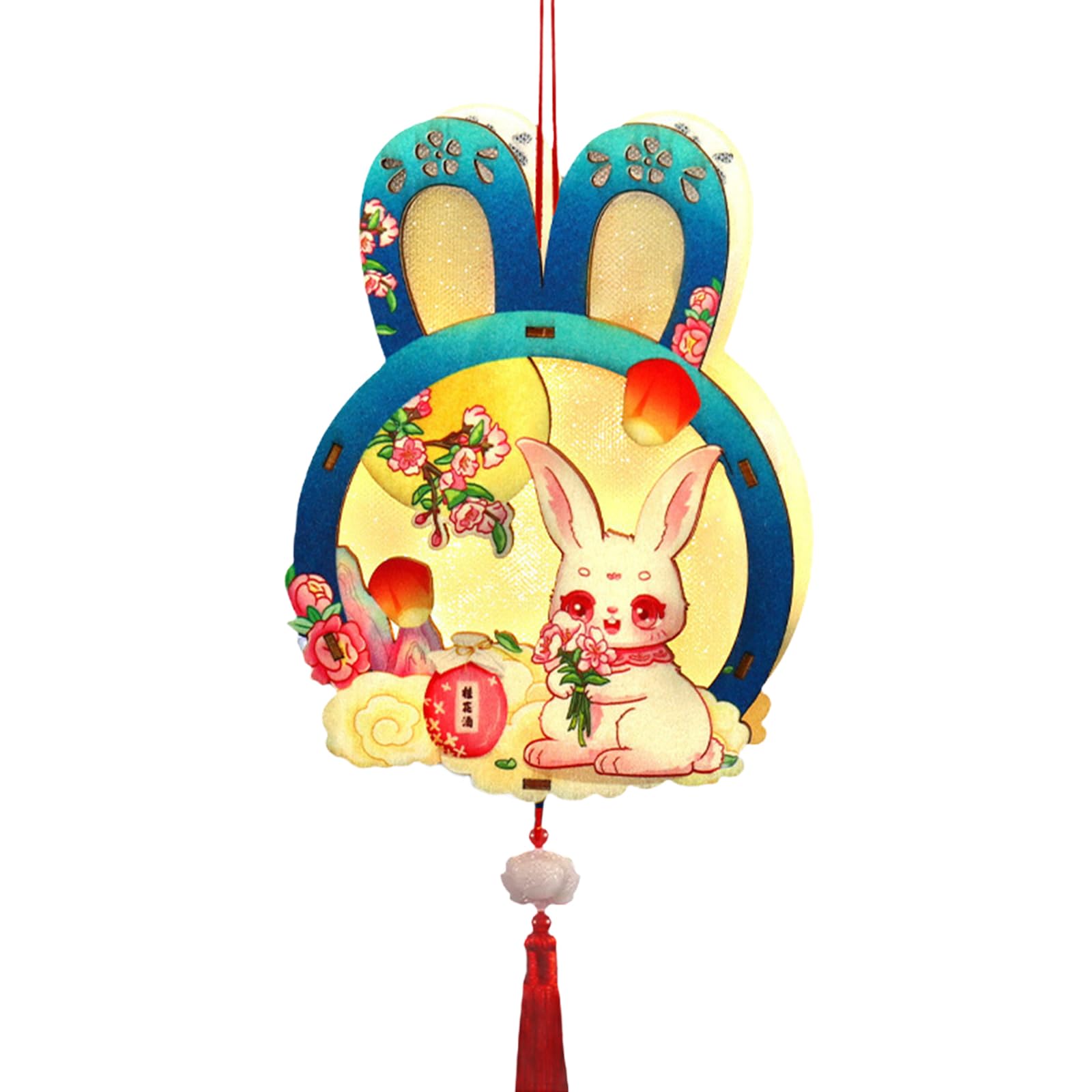Jazuaiao Festival Rabbits Hanging Charm Artistic Rabbits Light Set for Autumn Festival Home Adornment Button Styles Assembly Light