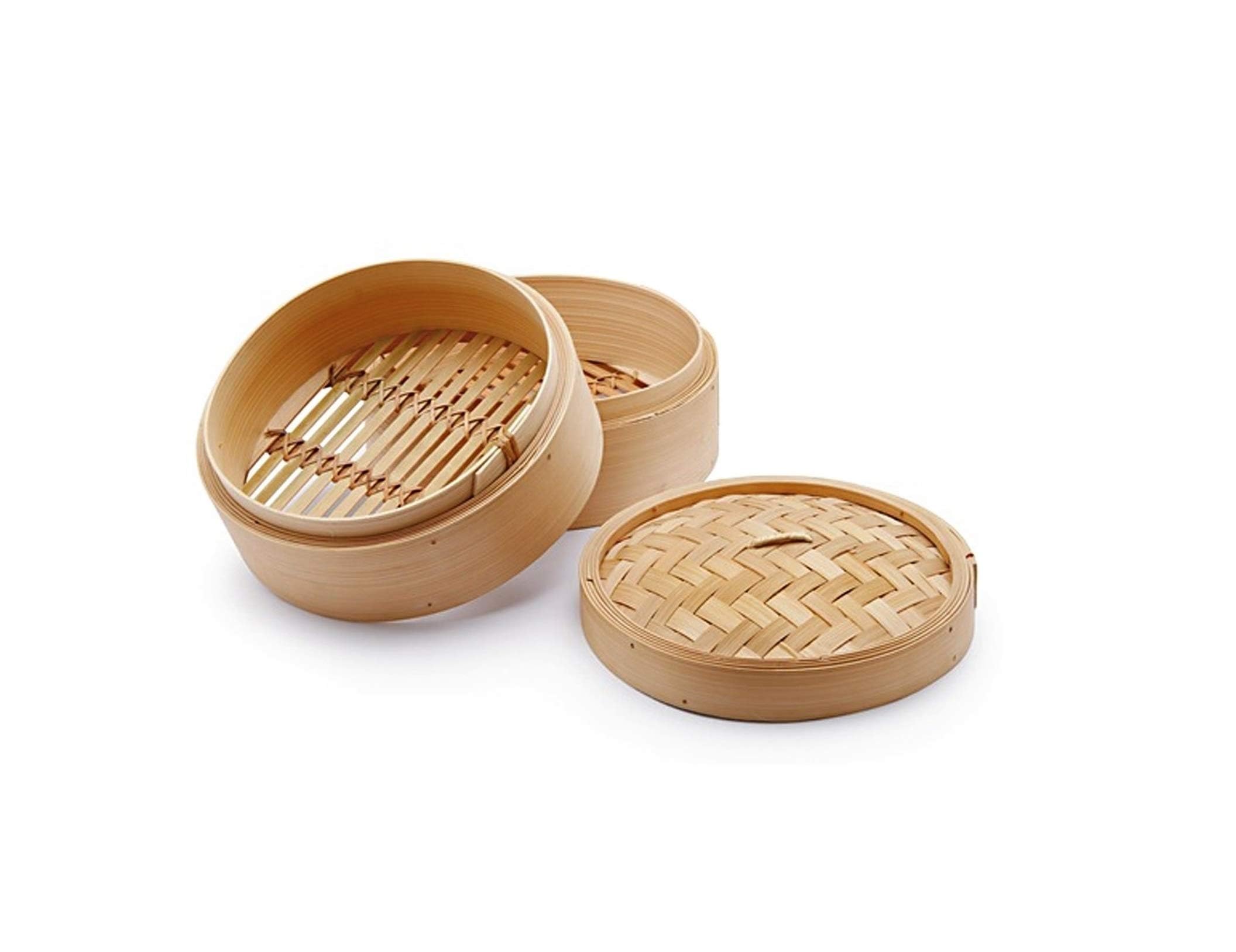 H&H Basket 2 levels oriental bamboo steam cooking cm12.5
