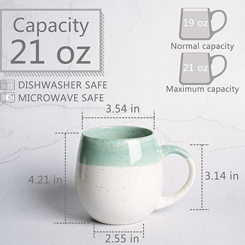 Miniatura 8 de Bosmarlin Taza grande de café de cerámica, 21 onzas, taza de té grande para oficina y hogar, apta para lavavajillas y microondas (arcilla)