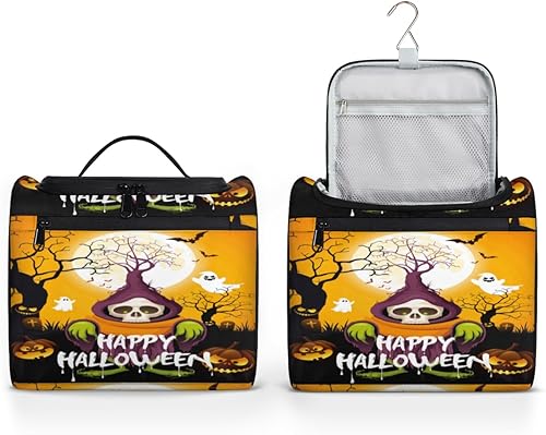 Classic Halloween Style Toiletry Bag for Women Travel Makeup Organizer with Hanging Hook Traveling Cosmetic Bags for Toiletries Accessories disponible en Yaxa Peru