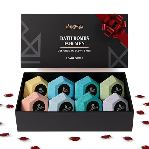 Miniatura 7 de Bombas de baño para hombres, con forma de diamante, regalos para hombres, 8 bombas grandes de 5 onzas, bombas de baño para hombres y hombres, juego