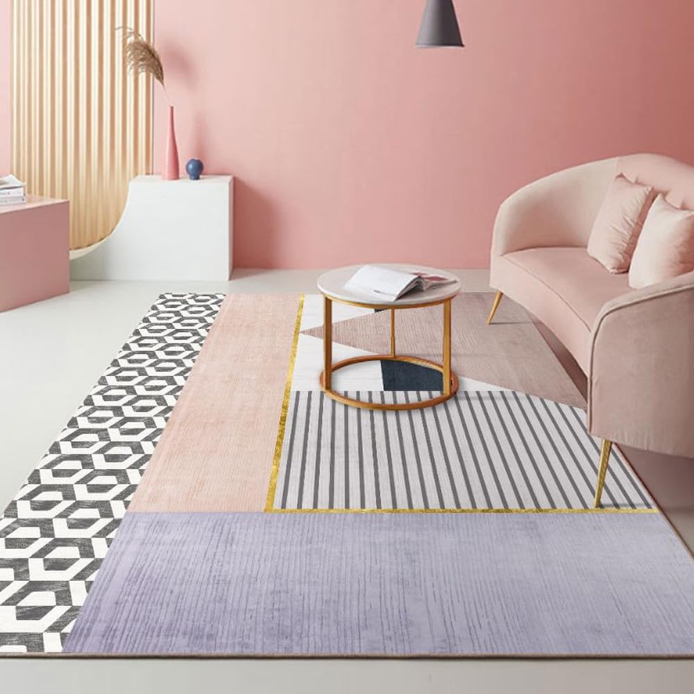 Tapis de luxe léger rose 140 x 200 cm grand tapis de canapé