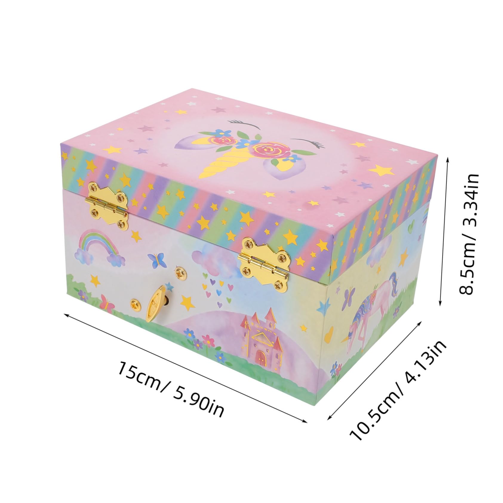 Caja Musical de Joyería para Niñas con Diseño de Unicornio, Madera y Metal, Fácil de Usar y Adecuado para Cumpleaños o Regalos Obsequios