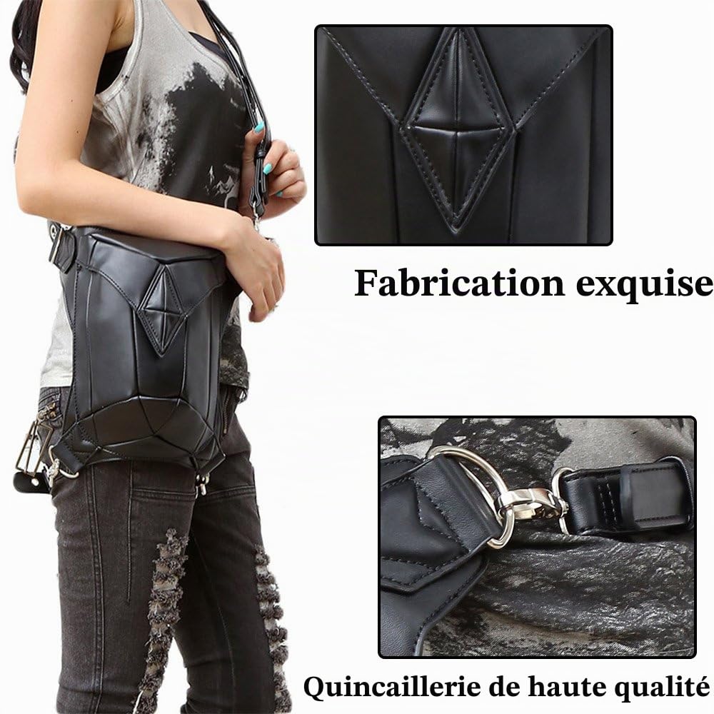 Femmes Hommes Tactique Jambe Bras Sacs Banane Ville Sport Sac À Bandoulière Sac Pack Ceinture pour Randonnée Camping Vélo Sport en Plein Air Waist Leg Shoulder Bag Noir
