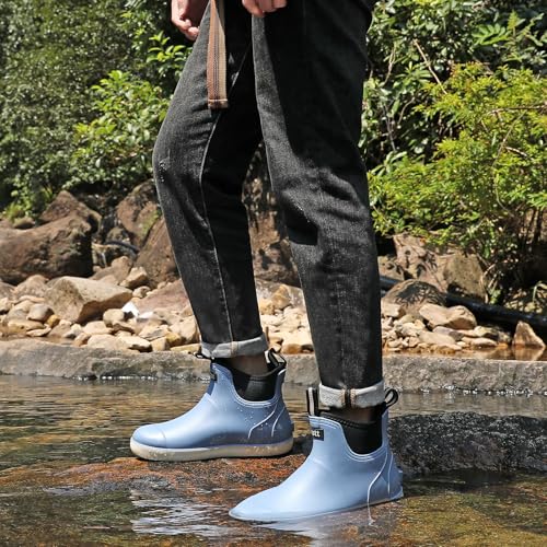 Gummistiefel Herren mit Warm Fell Gefütterte, Winter Bequeme Anti-Rutsch Gummi Halbhoch Winterstiefel Wasserdicht Winterschuhe Schneestiefel, Snow Boots Stiefel Regenschuhe Gummischuhe Arbeitsstiefel