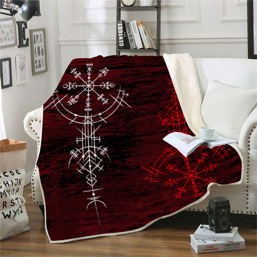 Wikinger Kuscheldecke – 180x220 Cm, Flanell, Microfaser, 3D-Druck, Waschbar
