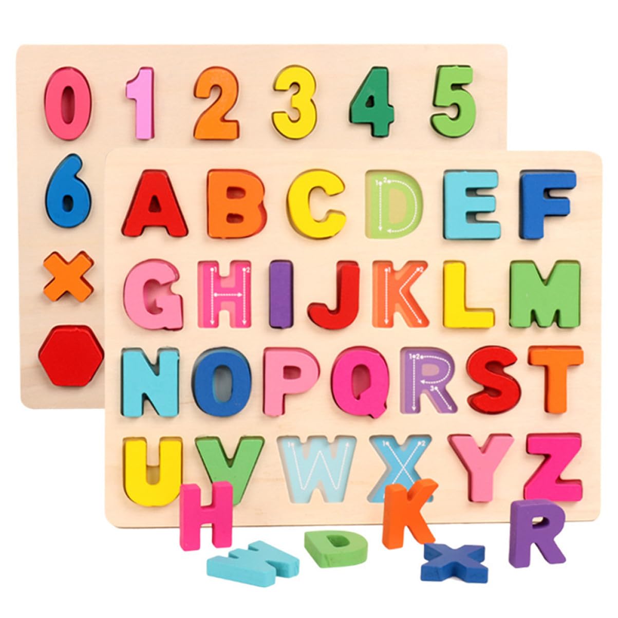 Puzzle in Legno per Ragazzo Ragazza Numeri Segni Matematici Alfabeto Strumenti Didattici Educativi per Sviluppo Cognitivo e Riconoscimento