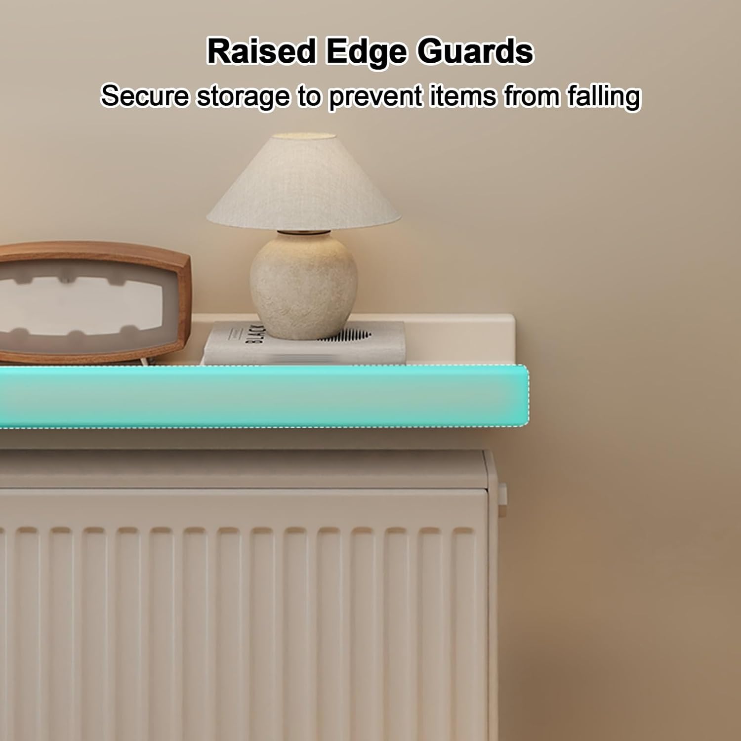 MDF Wall Heater Cover, Radiator Covers, Wall Shelves, Raised Edges to Prevent Drops, for Home Living Room Bedroom Hallway, Load Capacity 55lbs(Brown,60 * 12cm/24 * 5in)