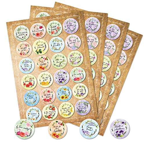 Logbuch-Verlag 96 Blumen Sprüche Sticker Spruchaufkleber für Geschenke Ø 4 cm bunte Geschenkaufkleber Floristik