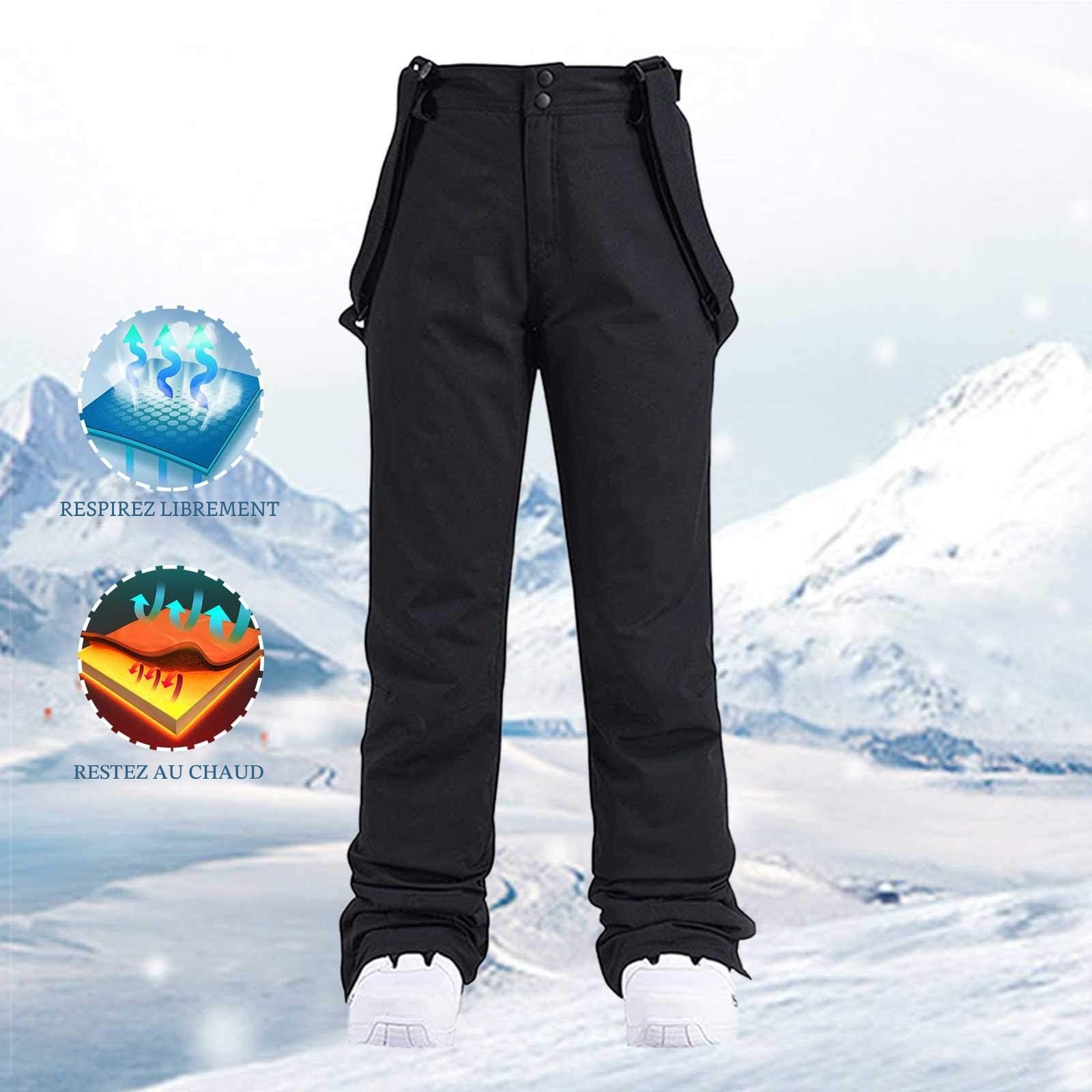 Générique Pantalon Ski Femme avec Bretelles Combinaison Ski Grande Taille Salopette Imperméable Fluide Hiver Thermique Pantalon Neige Couleur Unie