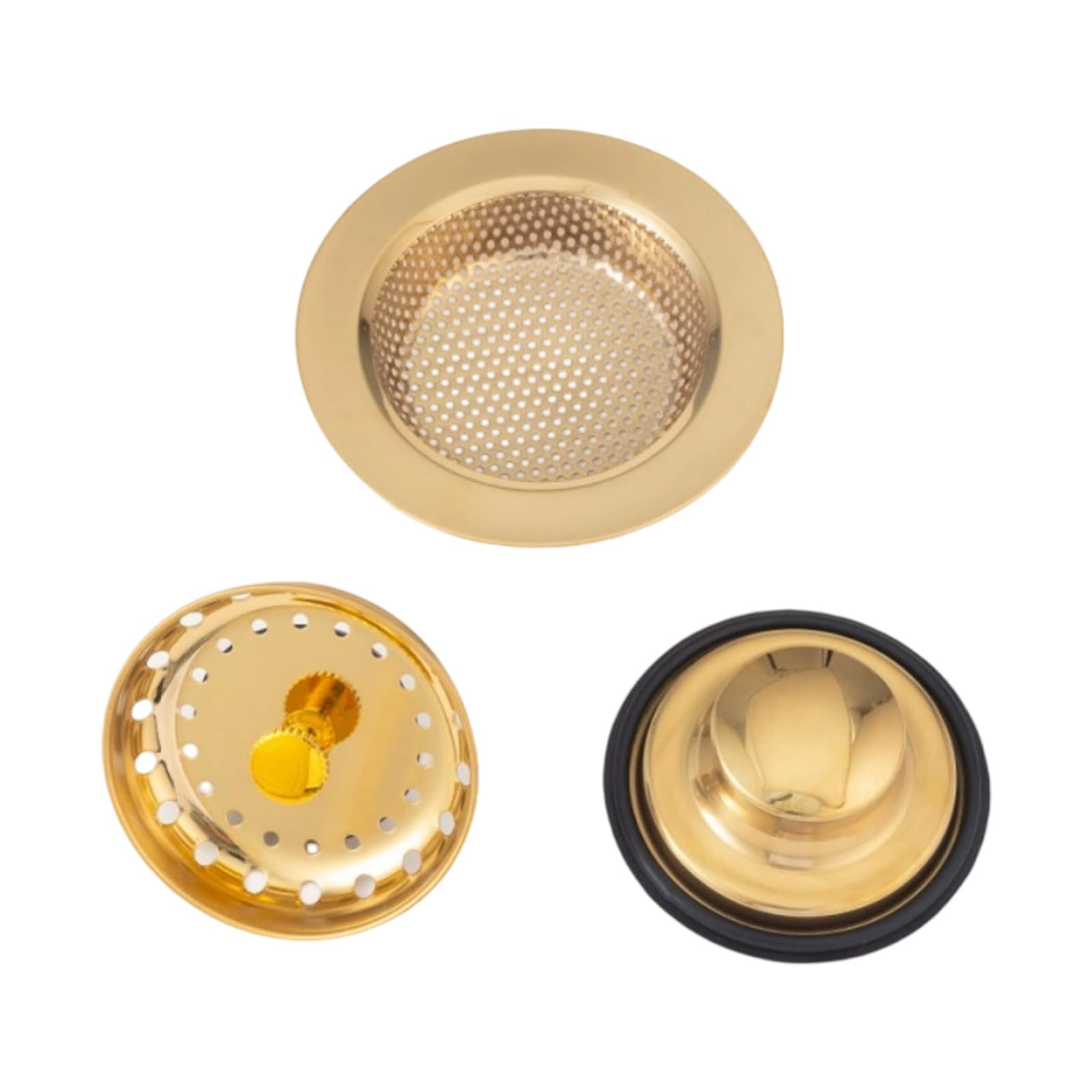 Maxtonser Gold Kitchen Sink Strainer Basket - Fine Stainless Steel Sink Filter Stopper for Drains, Catches Food Waste, Hair &