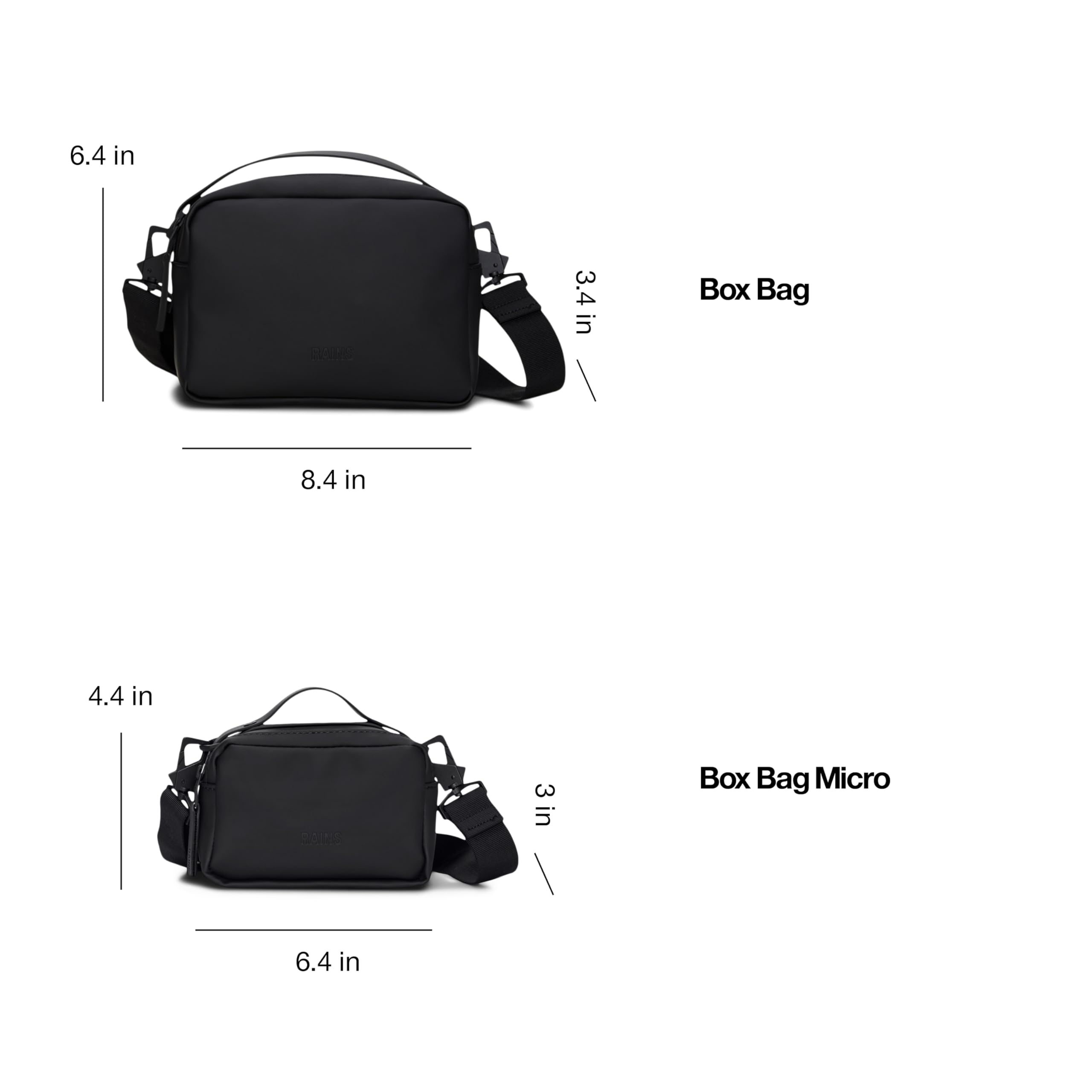 RAINS Unisex Waterproof Crossbody Bag, Sling Bag, Fanny Bag - Versatile Black Box Bag for Women & Men