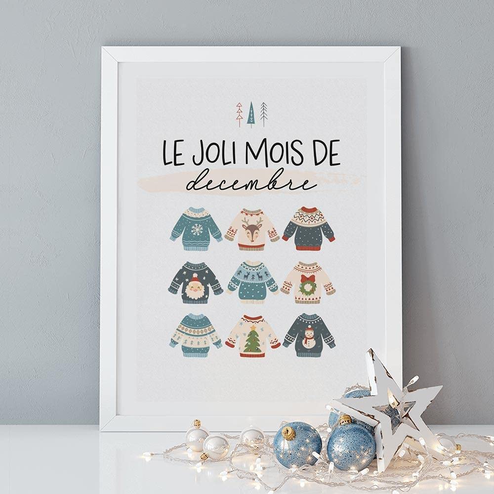 Declea Home Decor Póster con marco navideño, ideal para decorar las paredes de casa - Impresión de alta calidad, decoración de Navidad para colgar, idea de regalo