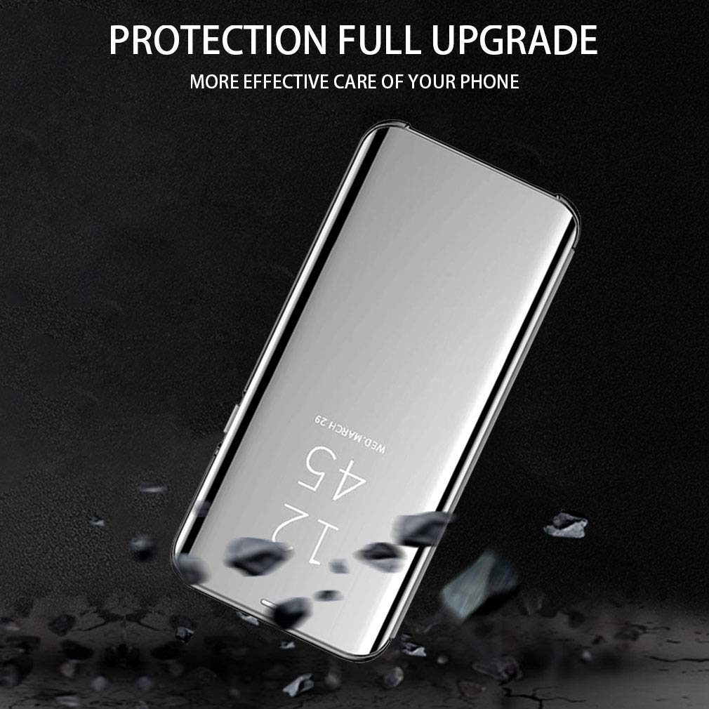 Étui Livre Miroir Pour IPhone XS / X - Coque à Rabat Avec Miroir Et Fonction Support - Protection Complète, Or Rose