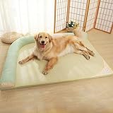 HZYSHH 枕付きみ付きペットベッド、洗える犬ベッド、猫 ベッド、犬ソファ、犬と猫クッション,犬スリーピングパッド'小型、中型、大型のペットに適していますペットマット (夏-黄緑色, S)