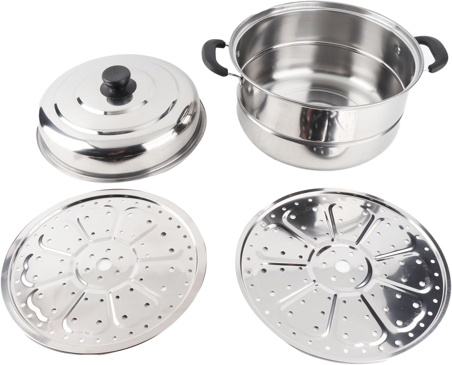 ZJchao Steamer for Cooking, Stainless Steel Double Layer Steamer Pot Large Capacity Steaming Pot Compatible with Gas Stoves Multipurpose Cookware for Kitchen Cooking Vegetables