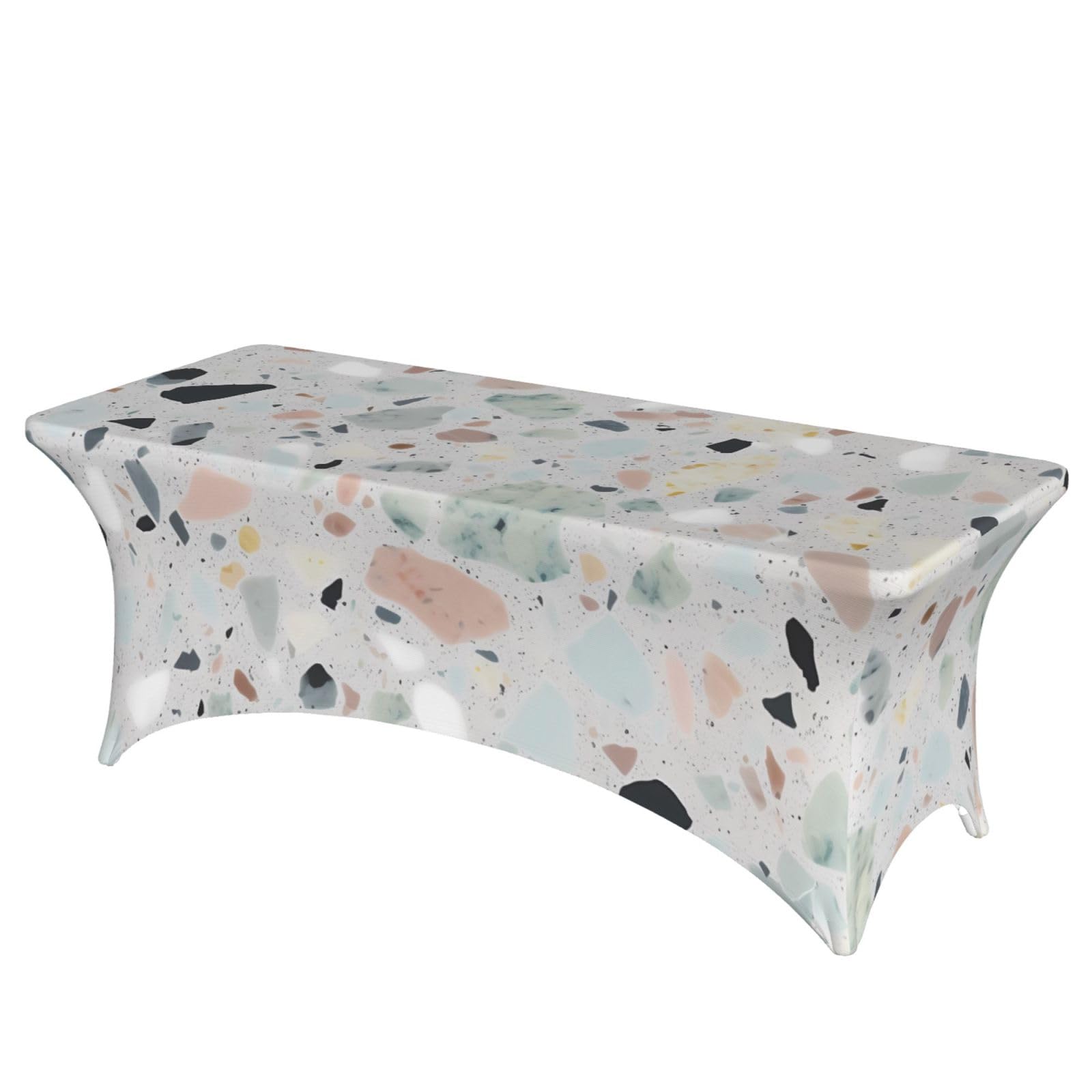 Nappe de table extensible en élasthanne 1,8m au motif terrazzo pastel pour buffet