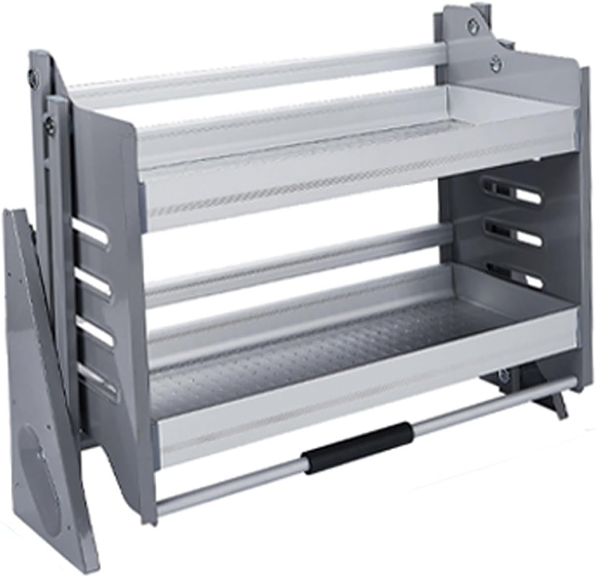 Upper and Lower Buffer High Cabinet Open Door Seasoning Basket,Heavy-Duty 2-Tier Wall Storage,Space Saving for Home Cafe,750mm