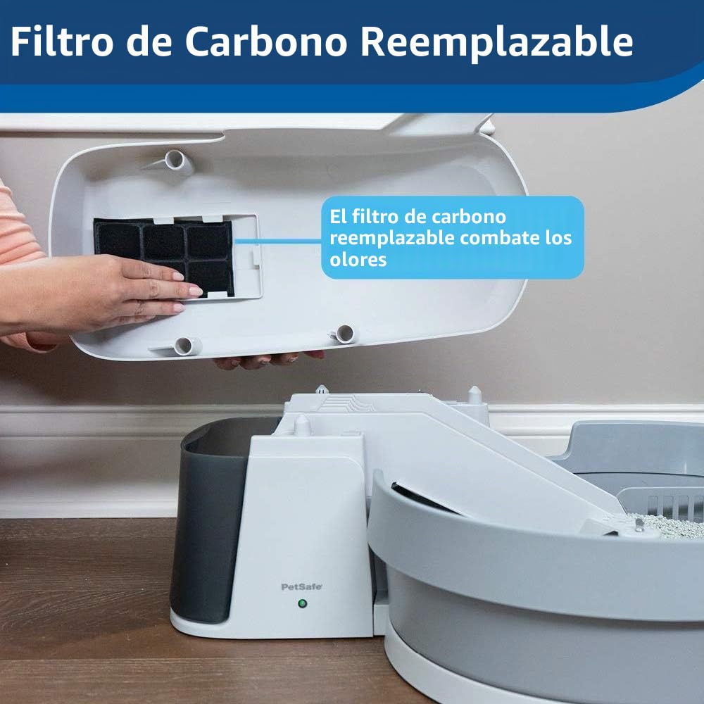 Petsafe Caja de Arena automática para Gatos autolimpiante, Utiliza aglomeración, sin Recoger, Color Blanco, Gris