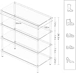 Aquiver 4-Tier Sac à chaussures acrylique - Organisateur de sacs de chaussures - Étagère moderne de rangement de chaussures, tient 12-16 paires de chaussures pour entrée, placard - 25,6'' L x 11,8'' W x 28,3'' H, Assemblage clair et facile & Nettoyer