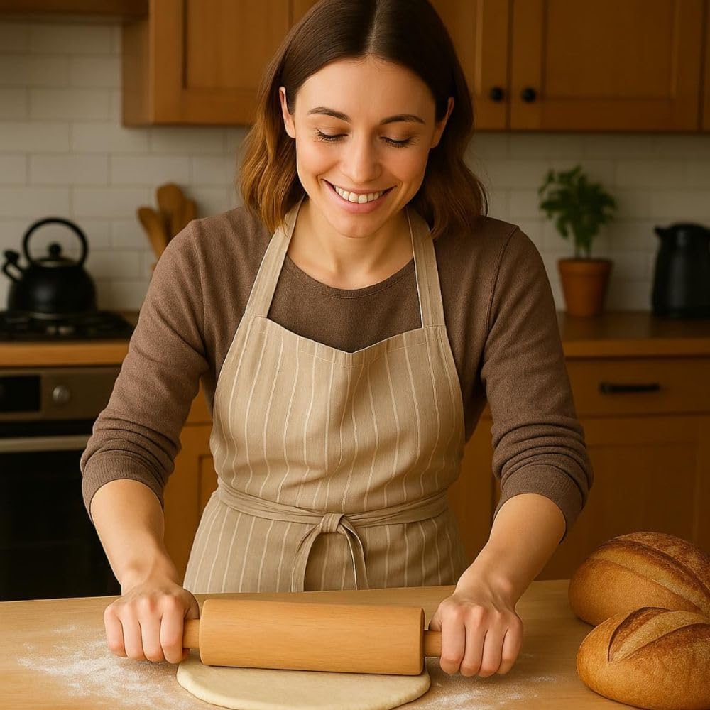 Rolo de Massa de Madeira 43cm Tradicional para Abrir Massas de Pão, Pizza, Pastel e Confeitaria