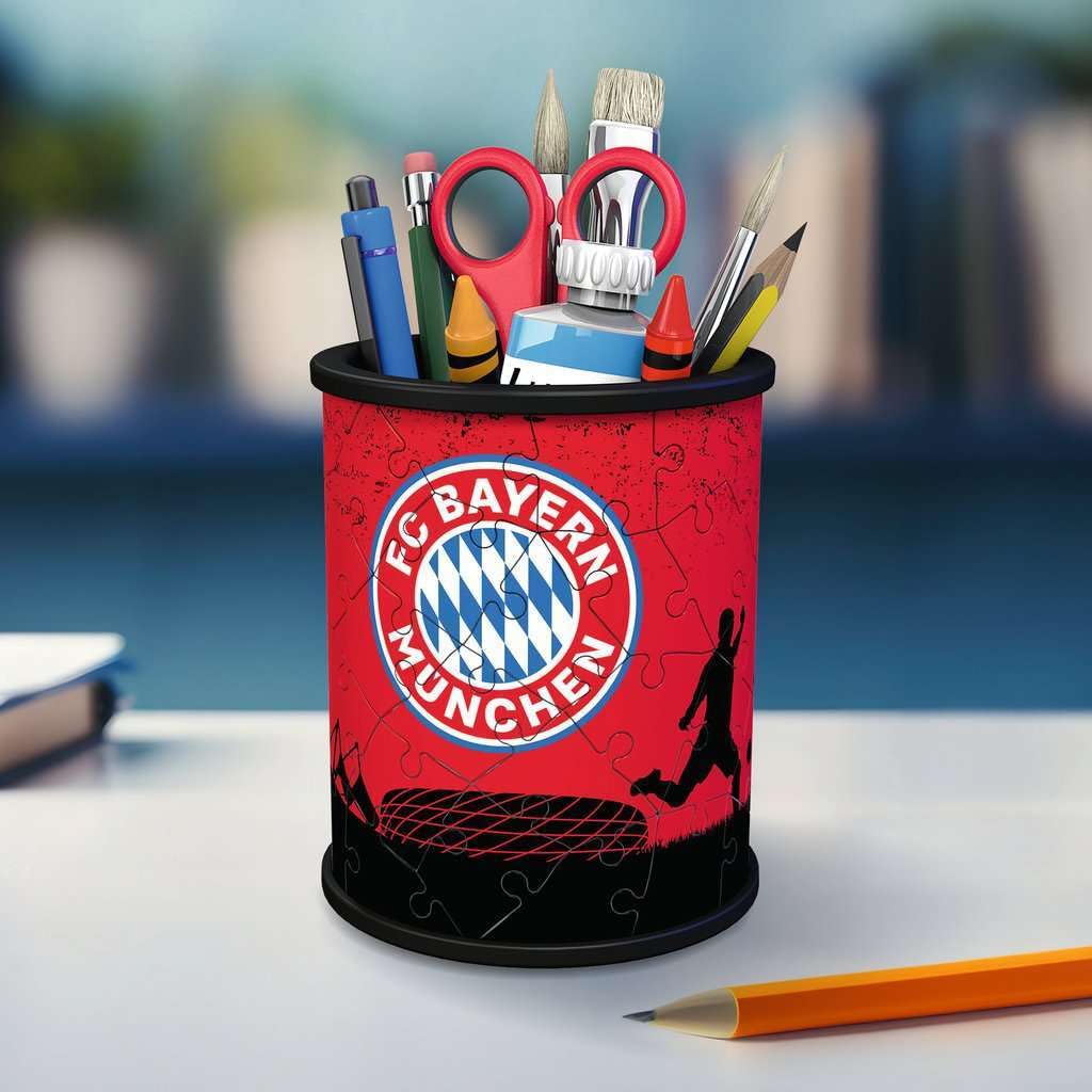 Ravensburger 3D Puzzle 11215 - Utensilo FC Bayern - 54 Teile - Stiftehalter für FC Bayern München Fans ab 6 Jahren, Schreibtisch-Organizer für Kinder: Erlebe Puzzeln in der 3. Dimension