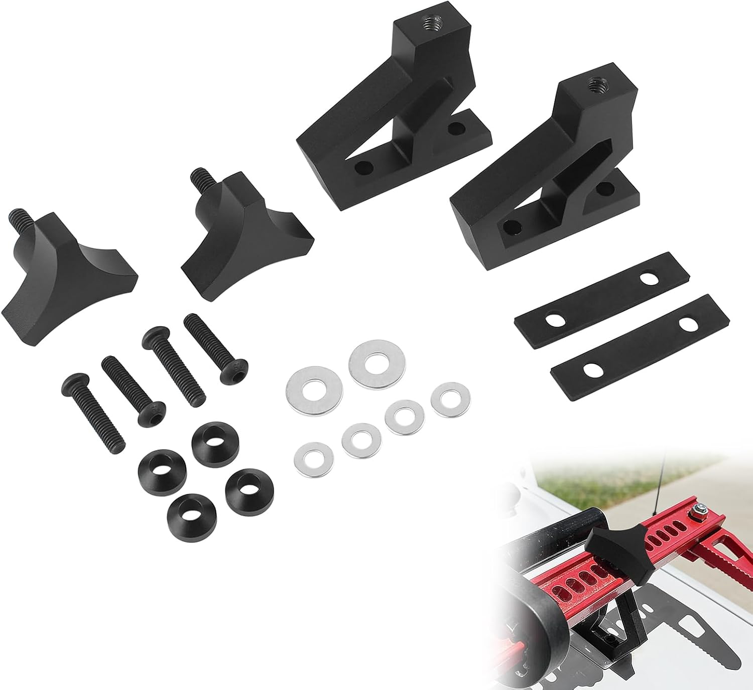 2pcs High Lift Jack Hood Mount Compatible with Jeep Wrangler JK 2007-2018, Adjustable Off-Road Jack Tube Mount Bracket Kit, (Replaces 11586.04)