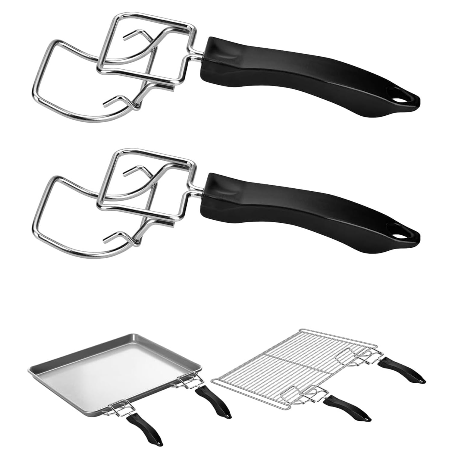 2 pcs air fryer convection toaster oven tray extractor grills extractor grills clip oven clip oven food clip oven tray handle scald resistant clip common to trays and grills used to quickly remove