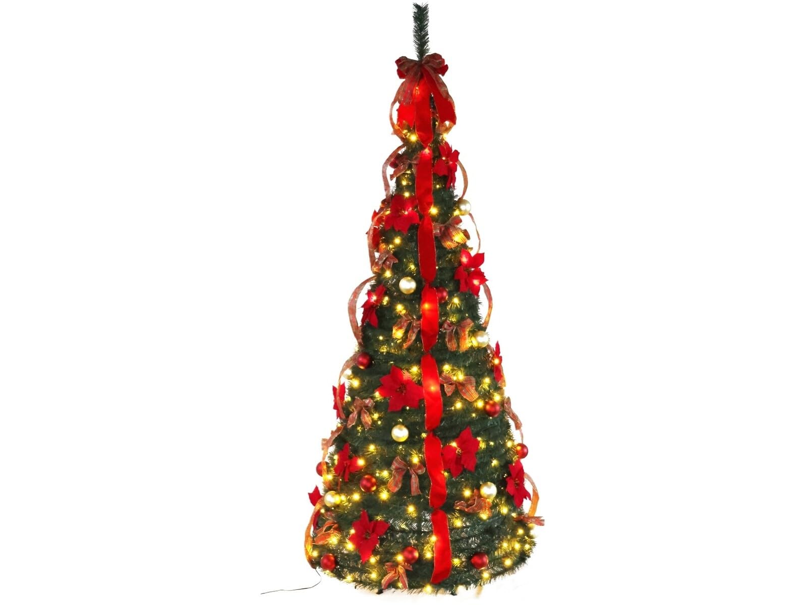 Gerimport Árbol de Navidad con Cinta y 150 LED de 180x75 cm